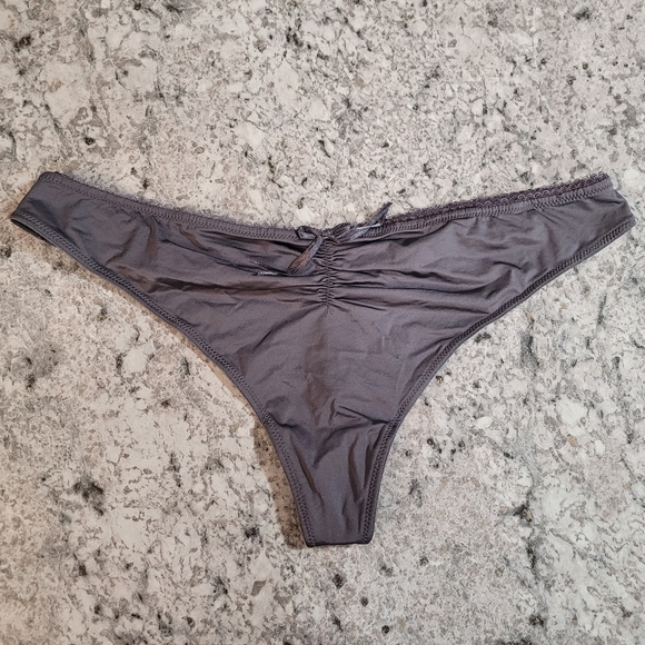 XL Grey Ruched Front Thong - Picture 1 of 6